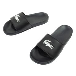 Buty klapki męskie Lacoste Serve Slide 0.0. Czarne klapki męskie Lacoste, bez wzorów, z materiału, bez zapięcia. Za 167.20 zł.