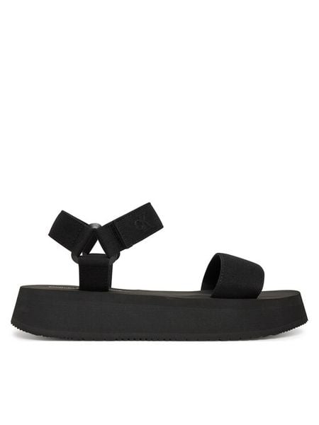 Calvin Klein Jeans Sandały Sandal Velcro Webbing Mg YW0YW01693 Czarny. Czarne sandały damskie Calvin Klein Jeans, bez wzorów, z jeansu, bez obcasa, na koturnie, bez zapięcia. Za 189.99 zł.