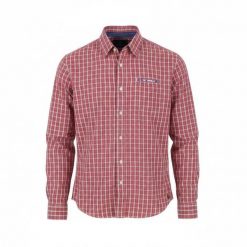 Scotch & Soda męska koszula czerwona w kratę, bawełniana, rozmiar S. Czerwone koszule męskie COACH SOAK, m, bez wzorów, z bawełny, klasyczne, bez kołnierzyka, bez ramiączek. Za 266.99 zł.