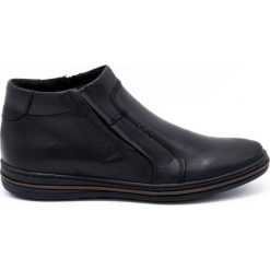 Polbut Buty męskie zimowe skórzane 381F czarne. Czarne botki męskie na zimę, bez wzorów, ze skóry, eleganckie, bez obcasa, bez zapięcia. Za 367.89 zł.