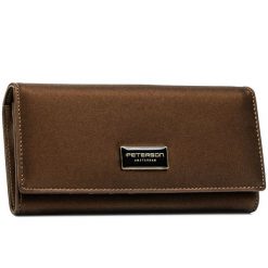 Elegancki portfel damski wykonany ze skóry naturalnej i ekologicznej w brązowym kolorze PTN PS401-HNL Peterson. Brązowe portfele damskie Peterson, ze skóry. Za 119.99 zł.