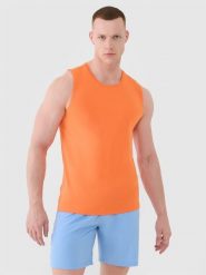 4F Tank top regular szybkoschnący męski - pomarańczowy S. Brązowe koszulki sportowe męskie 4F, m, bez wzorów, z dzianiny, bez ramiączek, na fitness i siłownię. W wyprzedaży za 49.99 zł.