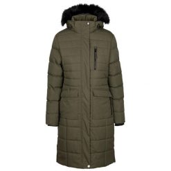 Kurtka Ocieplana Damska Sasha. Zielone kurtki sportowe damskie Trespass, na zimę, l, bez wzorów, z materiału, bez ramiączek, z kapturem, trekkingowe. Za 353.99 zł.