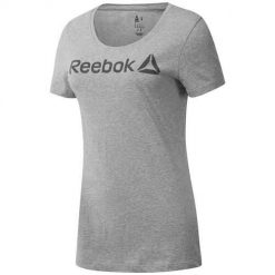 Koszulka sportowa damska Reebok Scoop Neck. Szare koszulki sportowe damskie Reebok, bez wzorów, bez ramiączek. Za 104.00 zł.