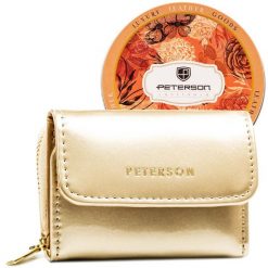 Portfel lakierowany Peterson PTN 011-WEI-PUS złoty. Żółte portfele damskie Peterson, z lakierowanej skóry. Za 74.00 zł.