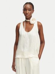 Marella Top Apogeo 2613161045 Écru Regular Fit. Białe topy damskie Marella, bez wzorów, z acetatu, bez kołnierzyka, bez ramiączek. Za 609.99 zł.