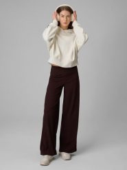 4F Spodnie dresowe z szerokimi nogawkami damskie - brązowe M. Brązowe spodnie dresowe damskie 4F, bez wzorów, z dresówki, z podwyższonym stanem. Za 149.99 zł.