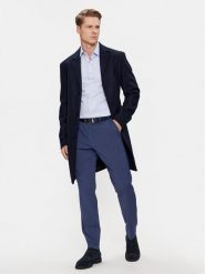 Calvin Klein Płaszcz wełniany K10K110462 Granatowy Regular Fit. Niebieskie płaszcze męskie Calvin Klein, m, bez wzorów, z wełny, bez kołnierzyka, bez kaptura. Za 2,389.00 zł.
