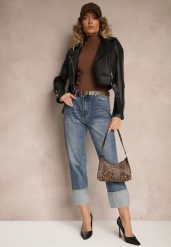 Niebieskie Jeansy Regular z Ozdobnie Wywiniętymi Nogawkami i Paskiem Corenamia. Niebieskie jeansy damskie Renee, bez wzorów, z jeansu, biznesowe. Za 119.99 zł.