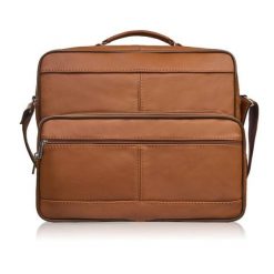 Torba męska na ramię skórzana koniakowa Abruzzo ABR-02-CG. Torby na laptopa damskie bez wzorów, ze skóry. Za 189.00 zł.