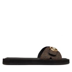 Klapki MICHAEL Michael Kors. Brązowe klapki damskie MICHAEL Michael Kors, bez wzorów, bez obcasa, bez zapięcia. Za 319.99 zł.