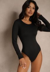 Czarne Body o Dopasowanym Kroju Entila. Czarne body Renee, bez wzorów, z jeansu. Za 69.99 zł.