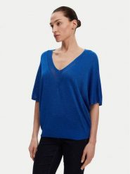 Morgan Bluzka 241-MCHRIS Niebieski Relaxed Fit. Niebieskie bluzki damskie Morgan, s, bez wzorów, z wiskozy, bez kołnierzyka, bez ramiączek. Za 149.99 zł.