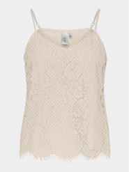 YAS Top Perla 26032812 Écru Regular Fit. Topy damskie YAS, s, bez wzorów, z syntetyku, bez kołnierzyka, bez ramiączek. Za 129.99 zł.