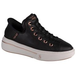 Buty sportowe Sneakersy damskie, Slip-Ins: Snoop One - OG Leather. Czarne obuwie sportowe damskie Skechers, bez wzorów, bez zapięcia, trekkingowe. Za 449.99 zł.