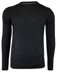 Sweter Grafitowy, Popielaty Męski, Okrągły Dekolt - BRAVE SOUL. Niebieskie swetry męskie Brave Soul, m, bez wzorów, biznesowe, bez kołnierzyka, bez ramiączek. Za 79.00 zł.