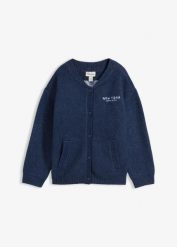 Kardigan oversize. Niebieskie kardigany damskie bonprix, bez wzorów, bez kołnierzyka. Za 54.99 zł.