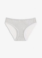 Figi z bawełną i koronką. Szare majtki damskie bonprix, z bawełny. Za 24.99 zł.