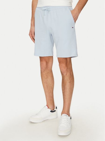 Tommy Hilfiger Szorty materiałowe Essential Terry Sweatshort MW0MW37240 Błękitny Regular Fit. Niebieskie szorty męskie Tommy Hilfiger, bez wzorów, z bawełny. Za 199.99 zł.