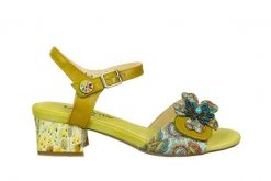 Sandały Laura Vita Hucbio 42 Vert 202067, Żółty, Skóra naturalna - 39. Żółte sandały damskie Laura Vita, bez wzorów, z materiału, bez obcasa, na słupku, bez zapięcia. W wyprzedaży za 224.10 zł.