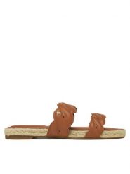 Tommy Hilfiger Klapki Leather Rope Espadrille Mule FW0FW08503 Brązowy. Brązowe klapki damskie Tommy Hilfiger, bez wzorów, ze skóry, bez obcasa, bez zapięcia. Za 249.99 zł.