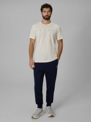 4F Spodnie dresowe joggery męskie - granatowe XXL. Niebieskie spodnie materiałowe męskie 4F, bez wzorów, z dresówki. Za 149.99 zł.