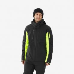 Kurtka narciarska i snowboardowa męska Quechua 900. Czarne kurtki sportowe męskie WED'ZE, na zimę, m, bez wzorów, z materiału, bez kaptura, narciarskie. Za 879.99 zł.