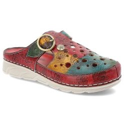 Czerwone Klapki Laura Vita Wygodne Obuwie Damskie. Czerwone klapki damskie Laura Vita, bez wzorów, ze skóry, eleganckie, bez obcasa, bez zapięcia. Za 239.00 zł.