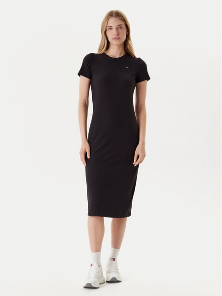 Tommy Jeans Sukienka codzienna DW0DW19721 Czarny Slim Fit. Czarne sukienki damskie Tommy Jeans, na co dzień, xs, bez wzorów, z jeansu, bez kołnierzyka, bez ramiączek, proste. Za 179.99 zł.