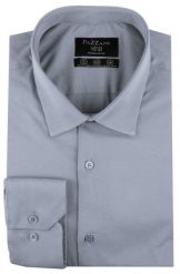 Jednokolorowa, Bawełniana Koszula o Prostym Kroju - Szara. Szare koszule męskie Pazzani, bez wzorów, z bawełny, eleganckie, bez kołnierzyka, bez ramiączek. Za 169.00 zł.