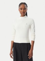Tommy Hilfiger Sweter WW0WW51383 Kremowy Slim Fit. Białe swetry nierozpinane damskie Tommy Hilfiger, s, bez wzorów, z syntetyku, bez kołnierzyka, bez ramiączek. Za 347.99 zł.