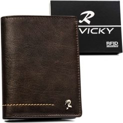 Portfel skórzany Rovicky N890-CMC brązowy. Brązowe portfele męskie ROVICKY, bez wzorów, ze skóry. Za 64.00 zł.