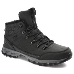 Trekkingi męskie Cross Jeans, z ekoskóry i materiału sznurowane z ociepleniem i wytrzymałą antypoślizgową podeszwą, czarne, KK1R4022C. Czarne botki męskie Cross Jeans, bez wzorów, z jeansu, bez obcasa, bez zapięcia. Za 229.00 zł.
