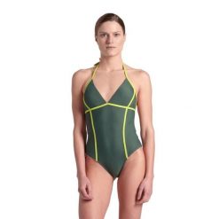 Strój kąpielowy damski na basen Arena Women's Pro_File Tie Back. Zielone stroje kąpielowe damskie ARENA, s, bez wzorów. Za 69.99 zł.
