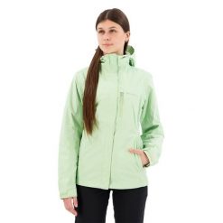 Kurtka przeciwdeszczowa damska Columbia Pouring Adventure II Jacket z kapturem. Zielone kurtki sportowe damskie Columbia, xs, bez wzorów, bez ramiączek, z kapturem, trekkingowe. Za 315.00 zł.