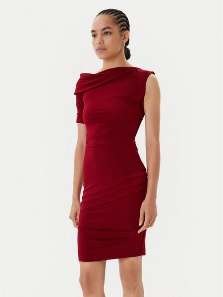 Guess Sukienka koktajlowa W5BK71 KCVG2 Bordowy Slim Fit. Czerwone sukienki damskie Guess, xs, z aplikacjami, z syntetyku, wizytowe, bez kołnierzyka, bez ramiączek. Za 469.99 zł.