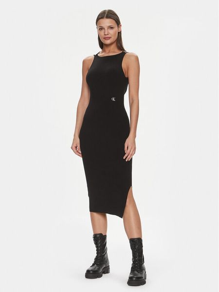 Calvin Klein Jeans Sukienka codzienna Tie Detail J20J223050 Czarny Slim Fit. Czarne sukienki damskie Calvin Klein Jeans, na co dzień, l, bez wzorów, z jeansu, bez kołnierzyka, bez ramiączek, proste. Za 469.99 zł.