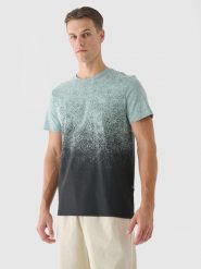 4F T-shirt regular z nadrukiem męski - turkusowy S. Niebieskie t-shirty męskie 4F, m, bez wzorów, z bawełny, bez kołnierzyka, bez ramiączek. Za 69.99 zł.