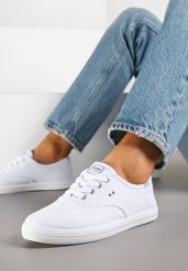 Białe Basicowe Tenisówki Vices Hallriva. Białe trampki i tenisówki damskie Renee, bez wzorów, z jeansu, bez zapięcia. Za 49.99 zł.