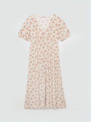 Sukienka damska midi z wiskozy w kwiatowy wzór perłowa Pala 103. Białe sukienki damskie BIG STAR, l, bez wzorów, ze skóry, eleganckie, bez kołnierzyka, bez ramiączek, midi, dopasowane. Za 249.99 zł.