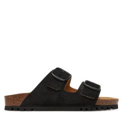 Klapki Scholl. Czarne klapki damskie Scholl, bez wzorów, bez obcasa, bez zapięcia. Za 229.99 zł.