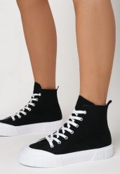 Czarne Trampki Nemadia. Czarne trampki i tenisówki damskie Born2be, z aplikacjami, z gumy, za kostkę, bez zapięcia. Za 89.99 zł.