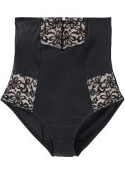 Figi shape, silny efekt modelowania sylwetki. Czarne majtki damskie bonprix, z bawełny. Za 79.99 zł.