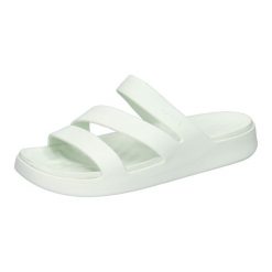Klapki Crocs Getaway Strappy W Damskie. Niebieskie klapki damskie Crocs, na lato, bez wzorów, z materiału, bez obcasa, na koturnie, bez zapięcia. Za 175.20 zł.