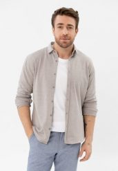 Bawełniana koszula, Regular Fit, K-NAIROBI. Brązowe koszule męskie Volcano, l, bez wzorów, z bawełny, klasyczne, bez kołnierzyka, bez ramiączek. Za 119.99 zł.