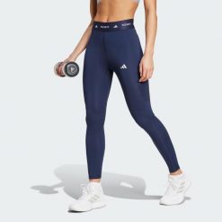 Legginsy TECHFIT 7/8. Niebieskie legginsy damskie Adidas, bez wzorów, z materiału. Za 182.25 zł.