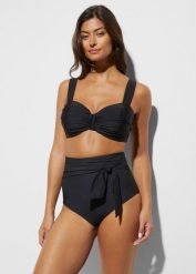 Dół od bikini z lekkim efektem modelującym. Czarne stroje kąpielowe damskie bonprix, bez wzorów. Za 97.99 zł.