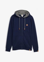 Bluza rozpinana z kapturem z czystej bawełny organicznej. Niebieskie bluzy męskie bonprix, m, bez wzorów, z bawełny, z kapturem. Za 122.99 zł.