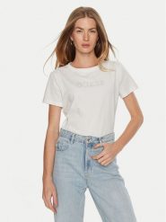 Guess T-Shirt V3BI11 J1314 Biały Regular Fit. Białe t-shirty damskie Guess, m, z aplikacjami, z bawełny, bez kołnierzyka, bez ramiączek. Za 109.99 zł.