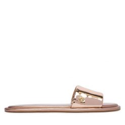 Klapki LOVE MOSCHINO. Czerwone klapki damskie Love Moschino, bez wzorów, bez obcasa, bez zapięcia. Za 809.99 zł.